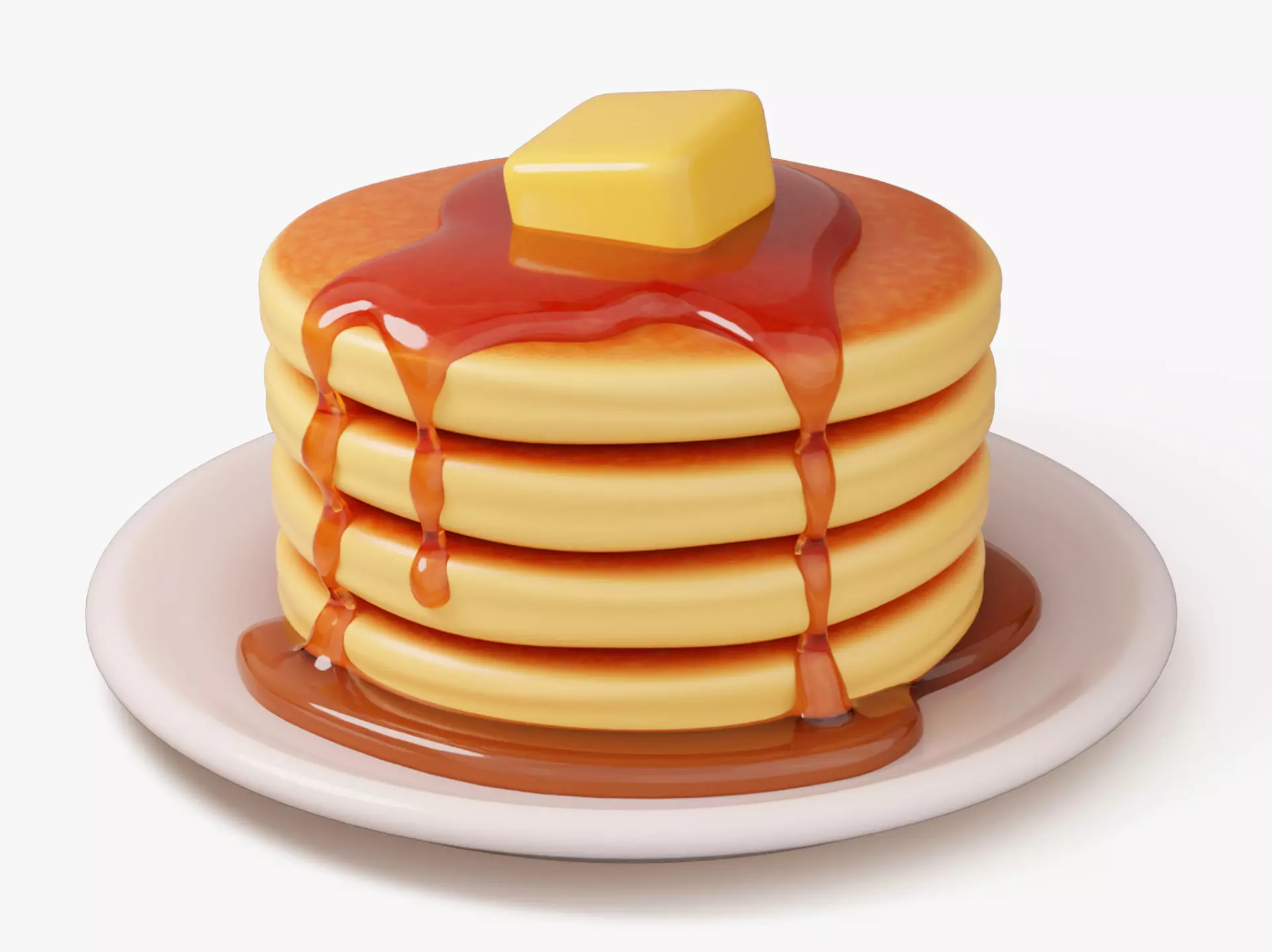 Pancake Stack with Syrup 3D model_0