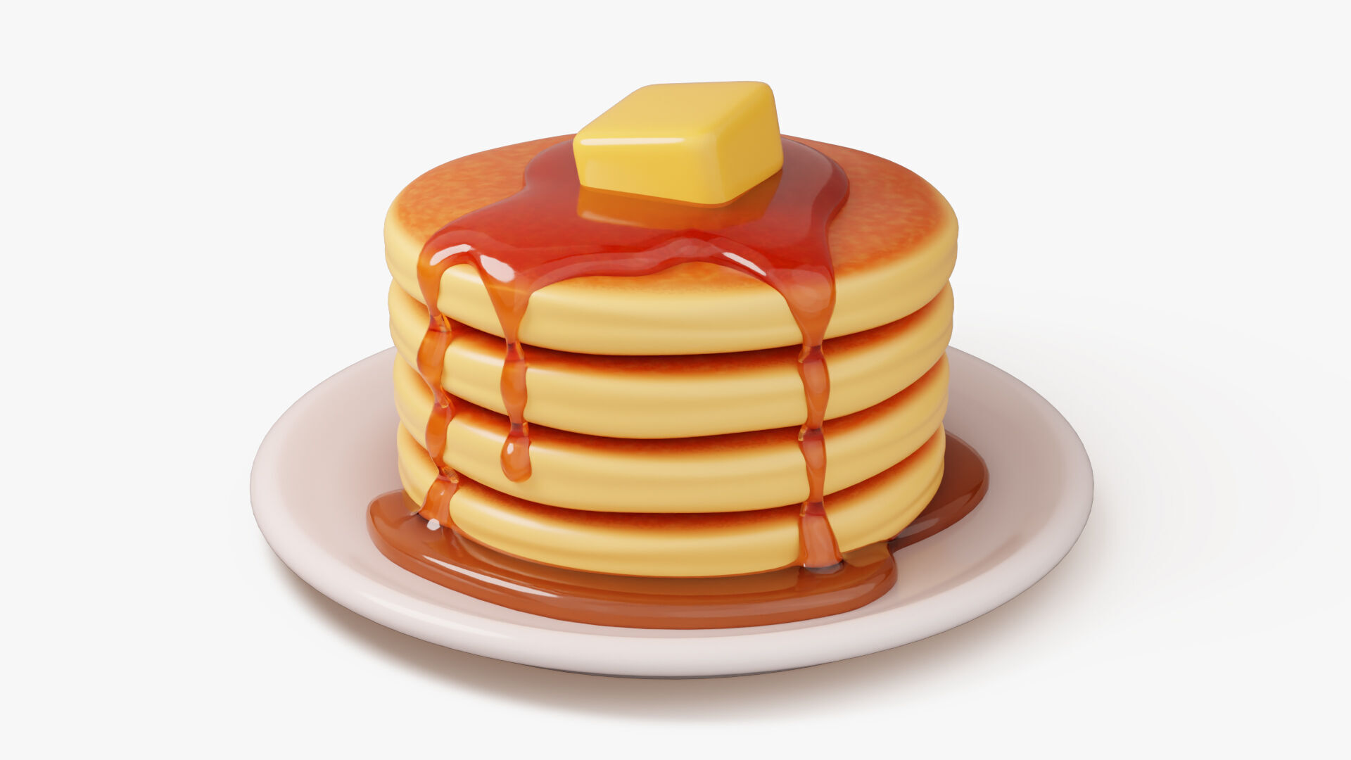 Pancake Stack with Syrup 3D model_2