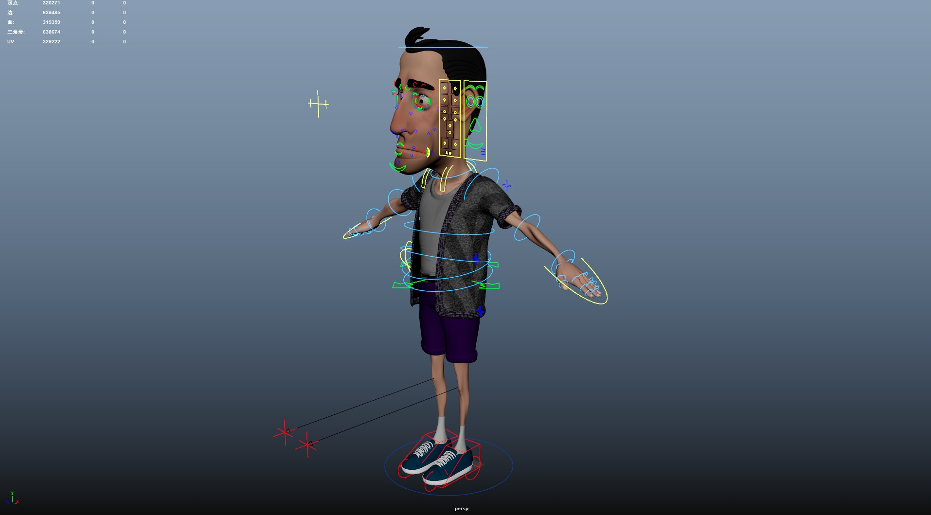 Cartoon Man Rigged Low-poly 3D model_20
