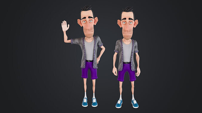 Cartoon Man Rigged Low-poly 3D model