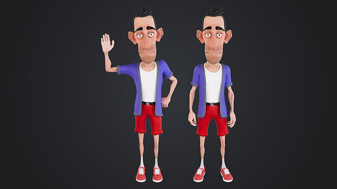 Cartoon Man Rigged Low-poly 3D model