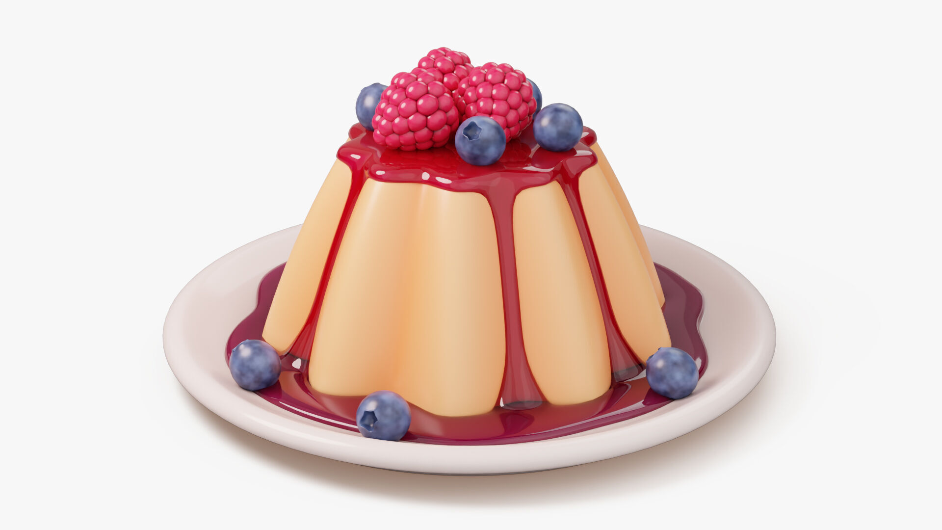 Panna Cotta with Berries 3D model_2