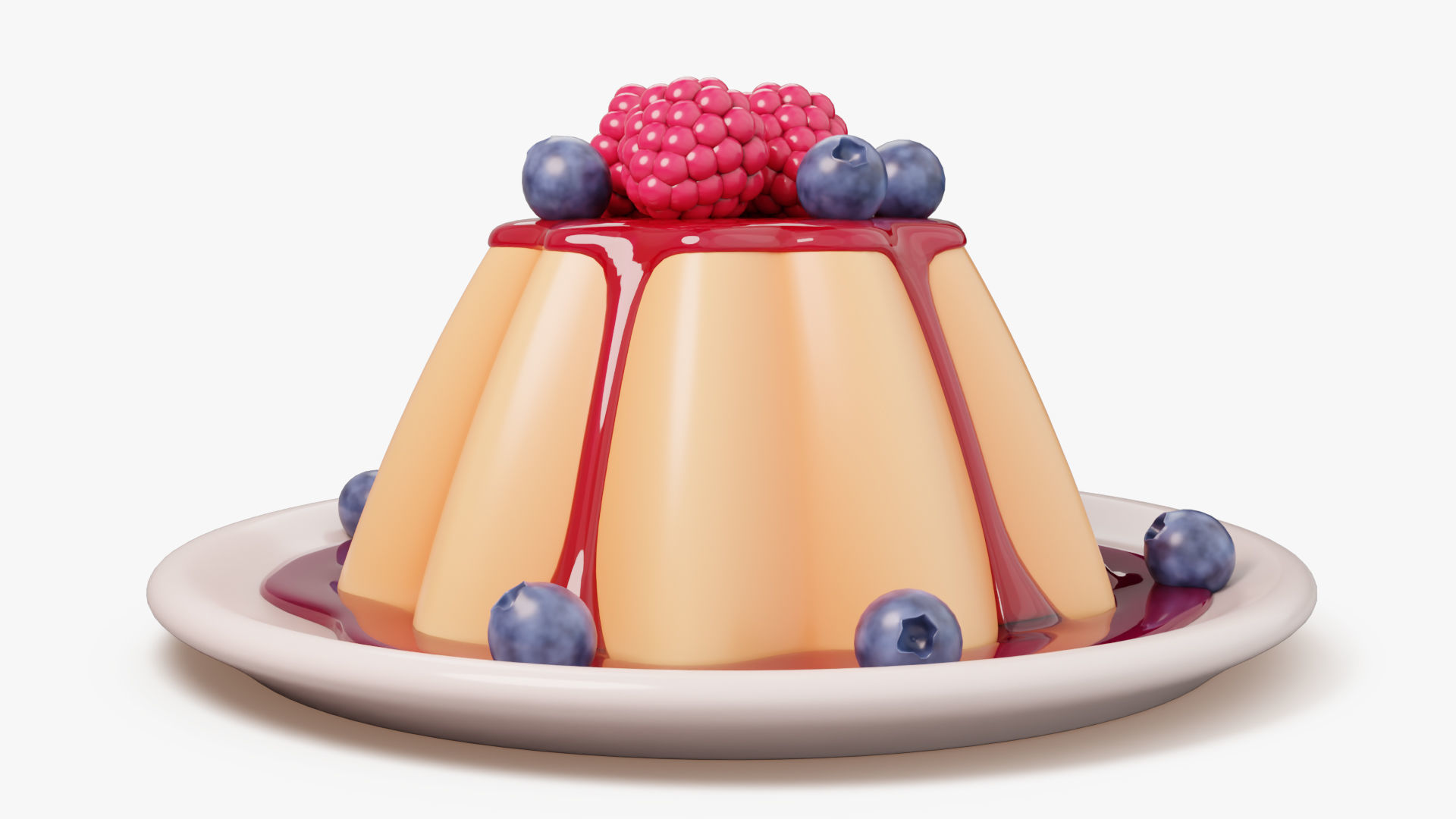 Panna Cotta with Berries 3D model_3