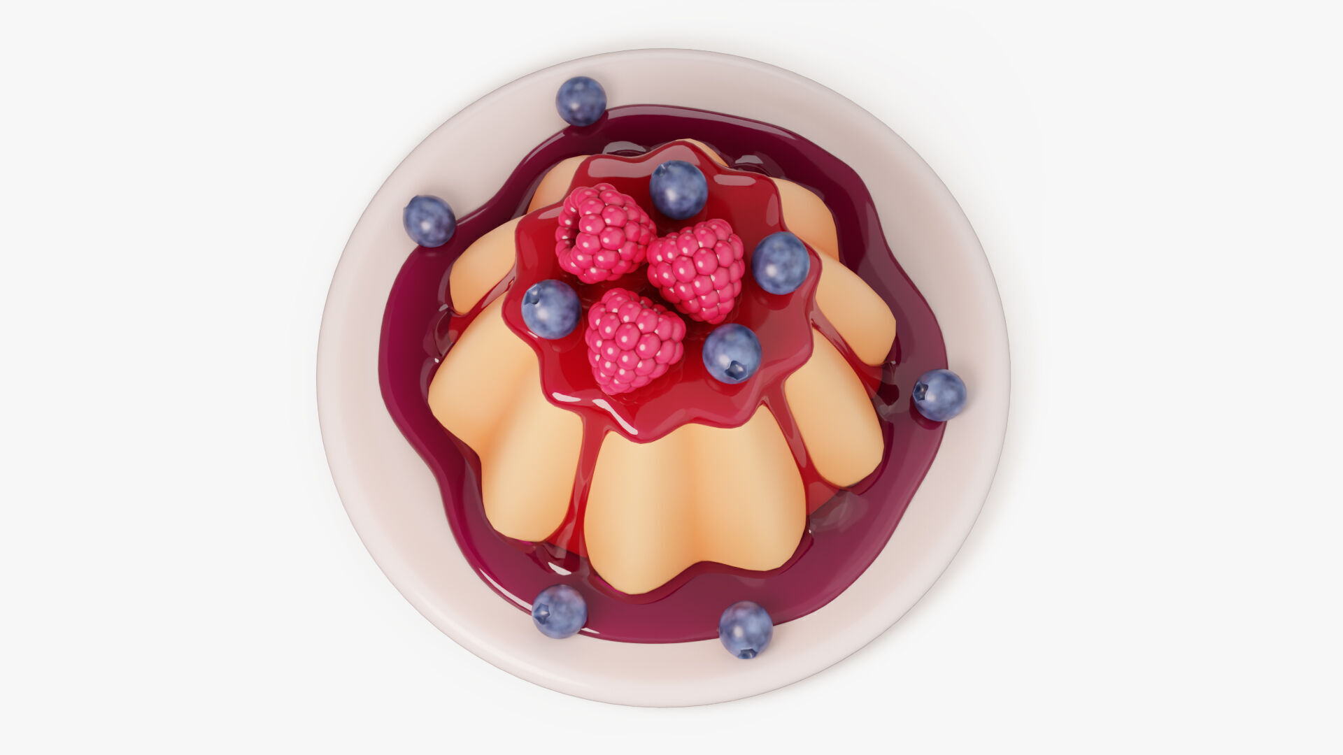 Panna Cotta with Berries 3D model_4
