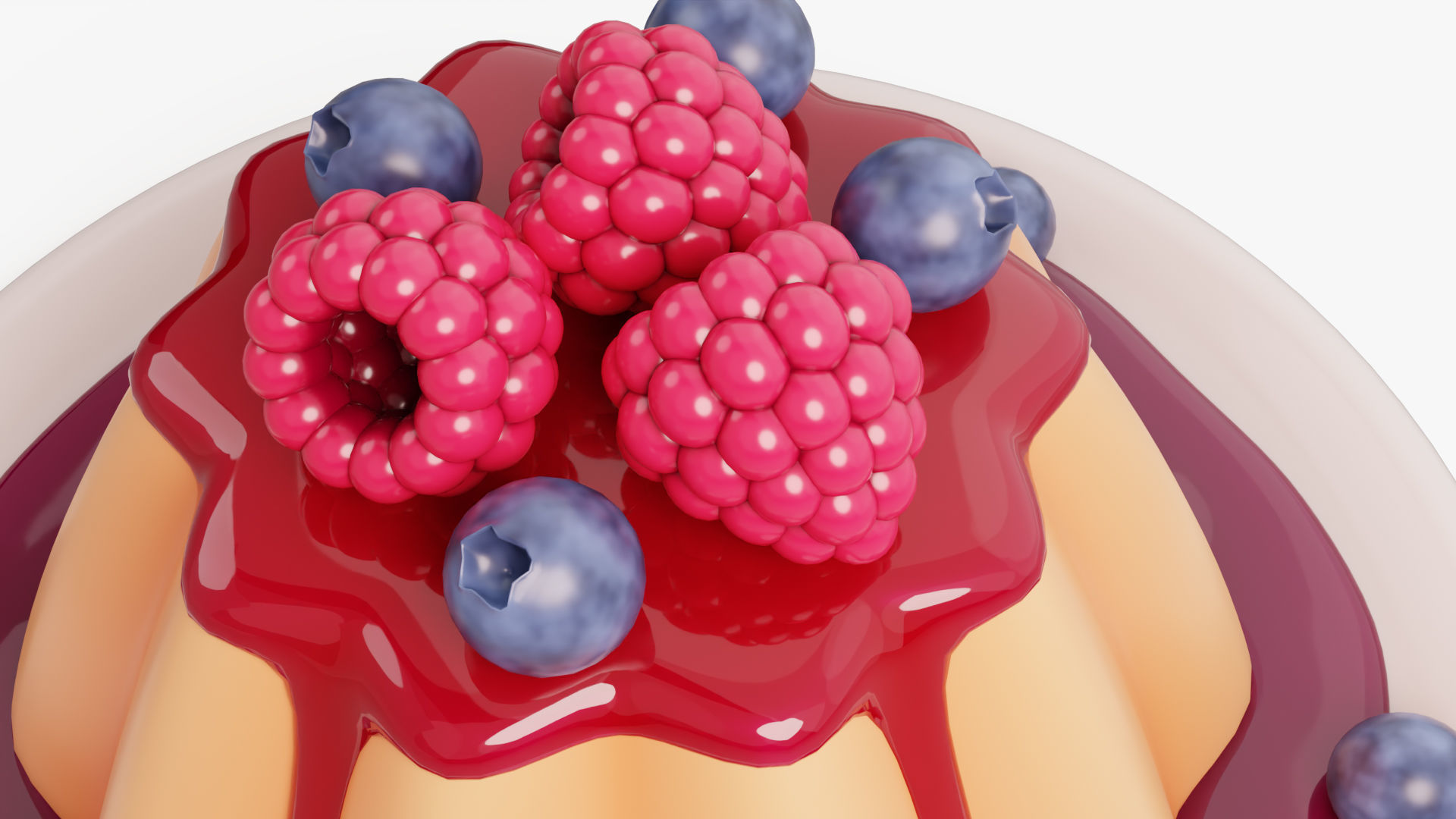 Panna Cotta with Berries 3D model_5