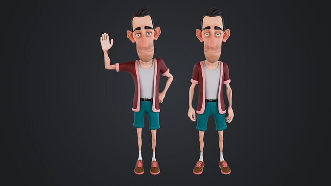 Cartoon Man Rigged Low-poly 3D model