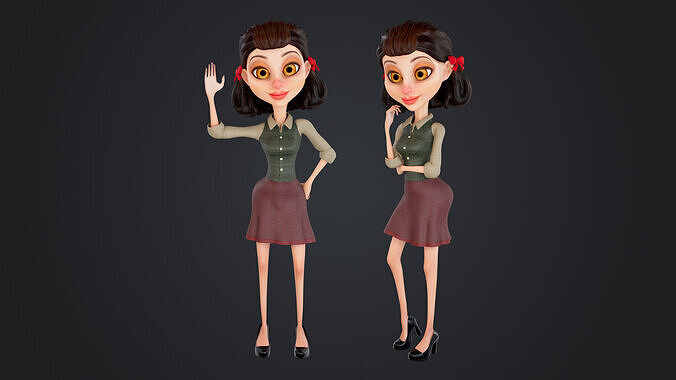 Cartoon Woman Rigged Low-poly 3D model
