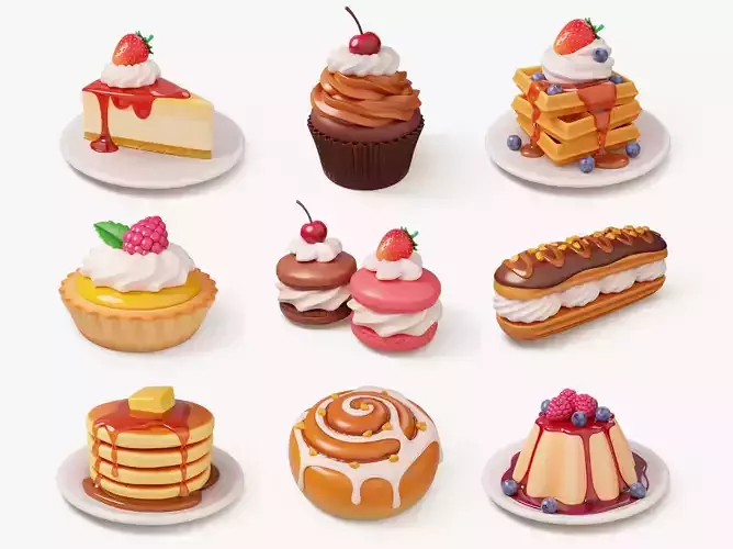 Sweet Dessert Pack 3D Model Collection