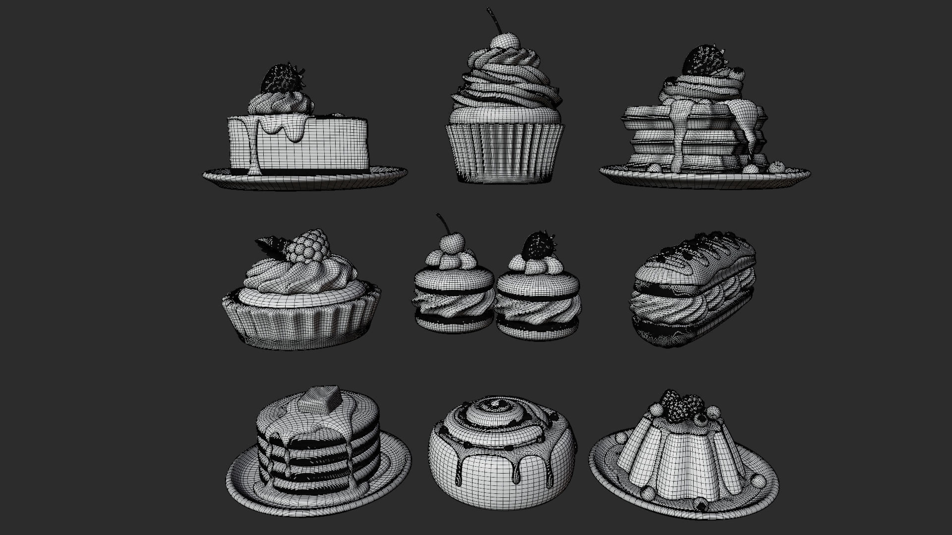Sweet Dessert Pack 3D Model Collection_10