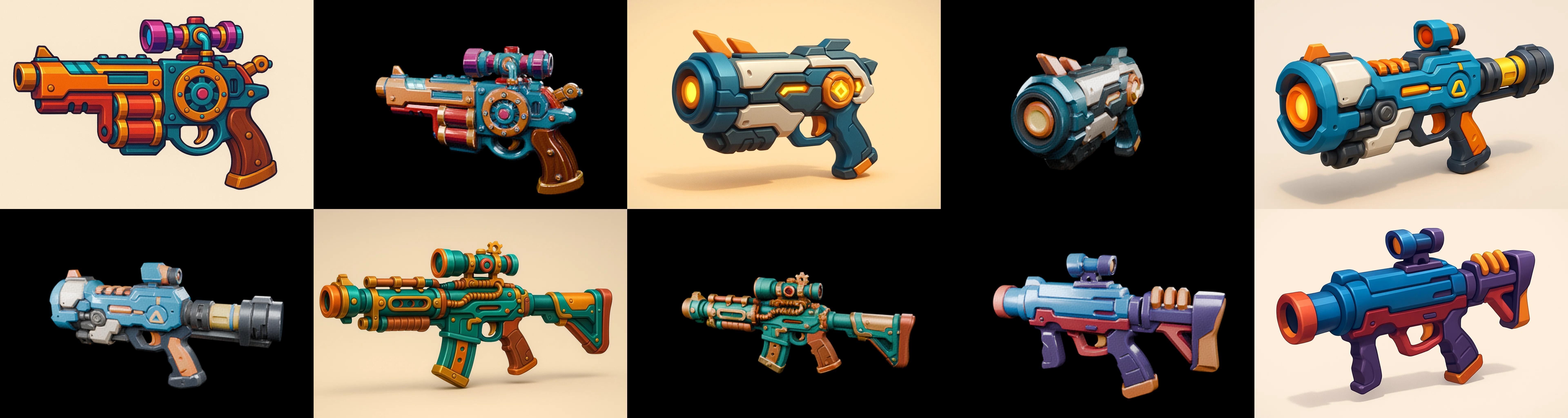 Weapon Rifle and Space Gun bundle 9 pack 100 glb Low-poly 3D model_15