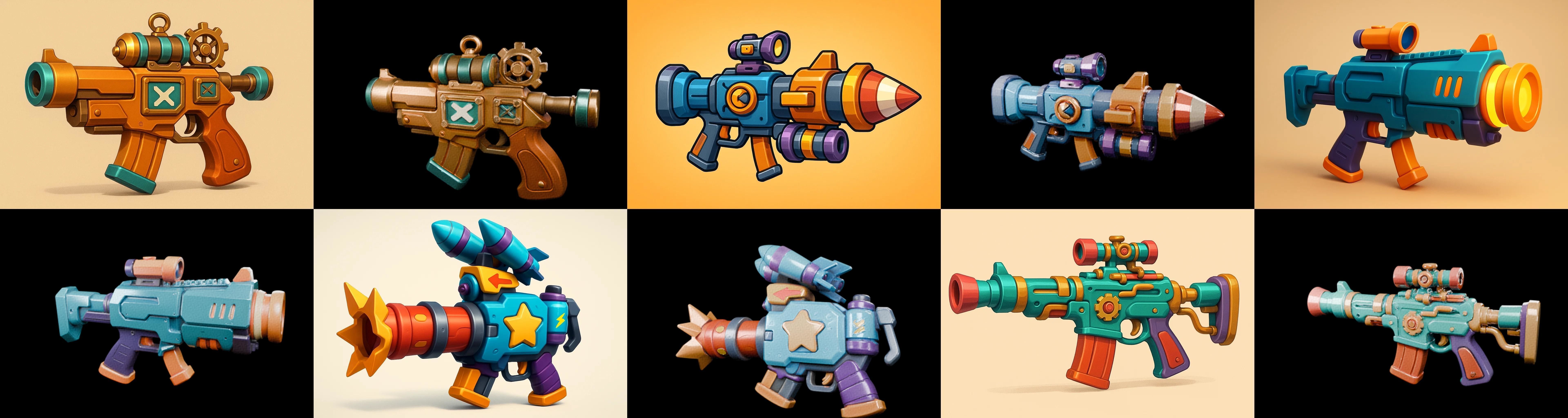 Weapon Rifle and Space Gun bundle 9 pack 100 glb Low-poly 3D model_2