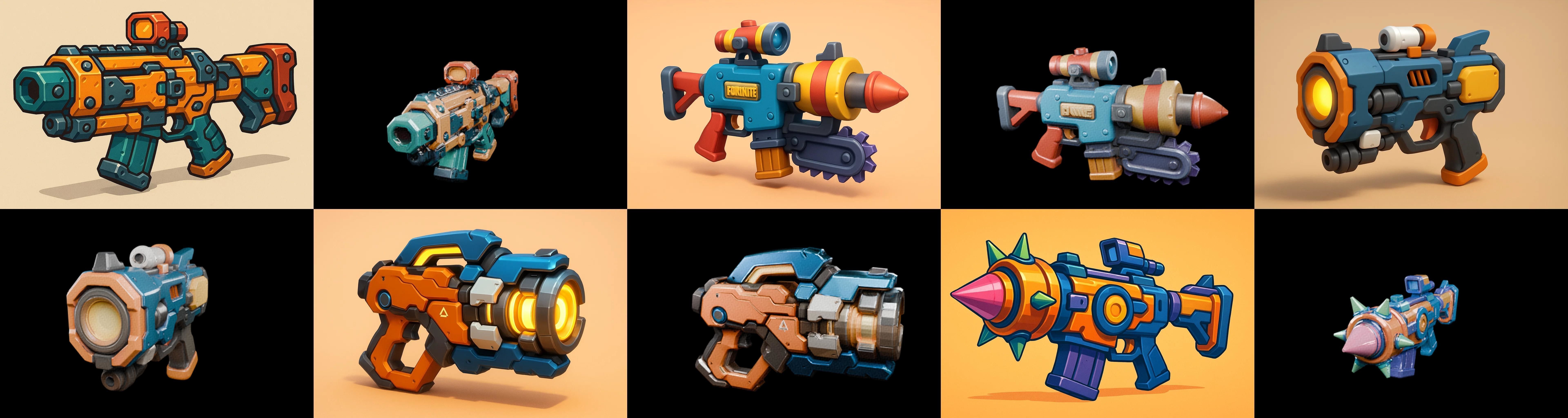 Weapon Rifle and Space Gun bundle 9 pack 100 glb Low-poly 3D model_4