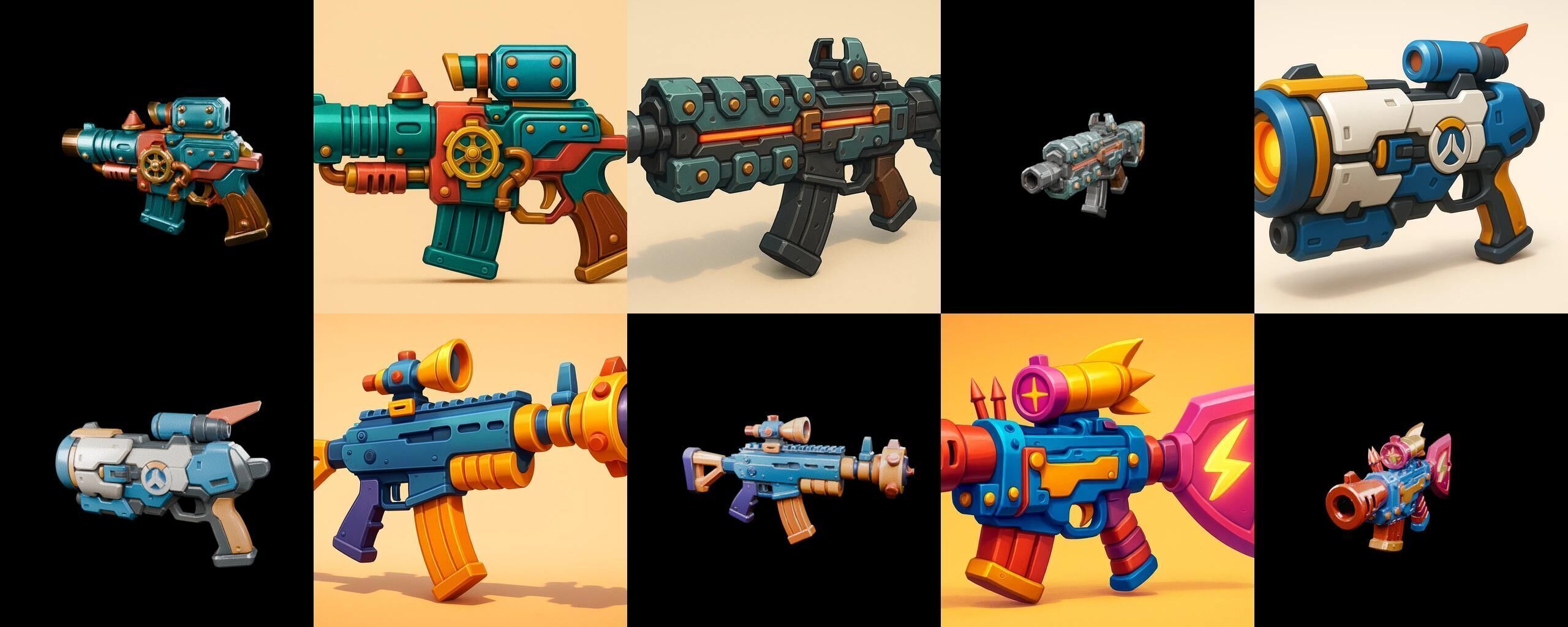 Weapon Rifle and Space Gun bundle 9 pack 100 glb Low-poly 3D model_17