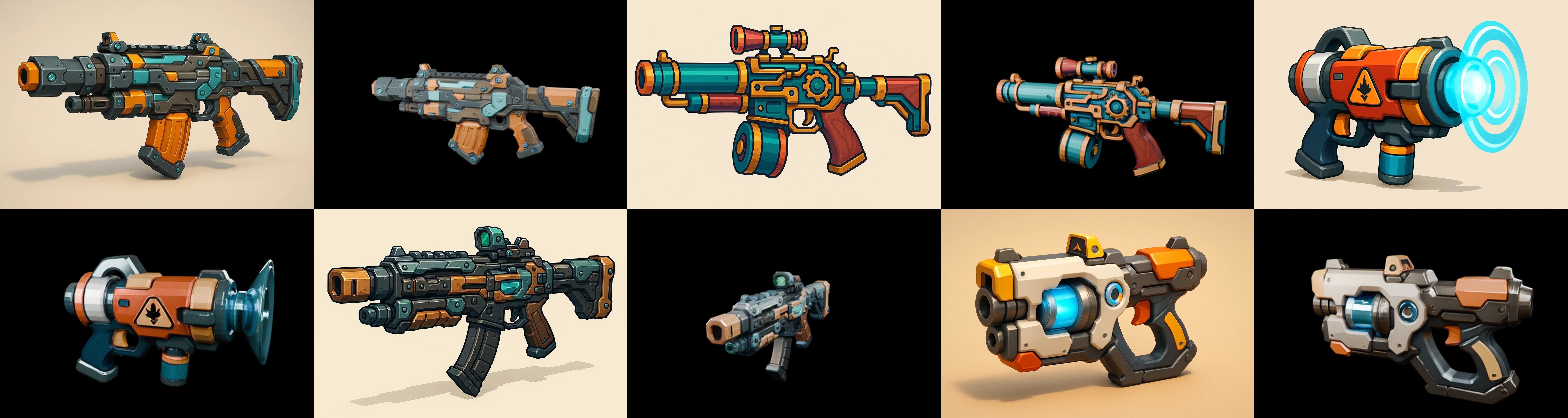 Weapon Rifle and Space Gun bundle 9 pack 100 glb Low-poly 3D model_11