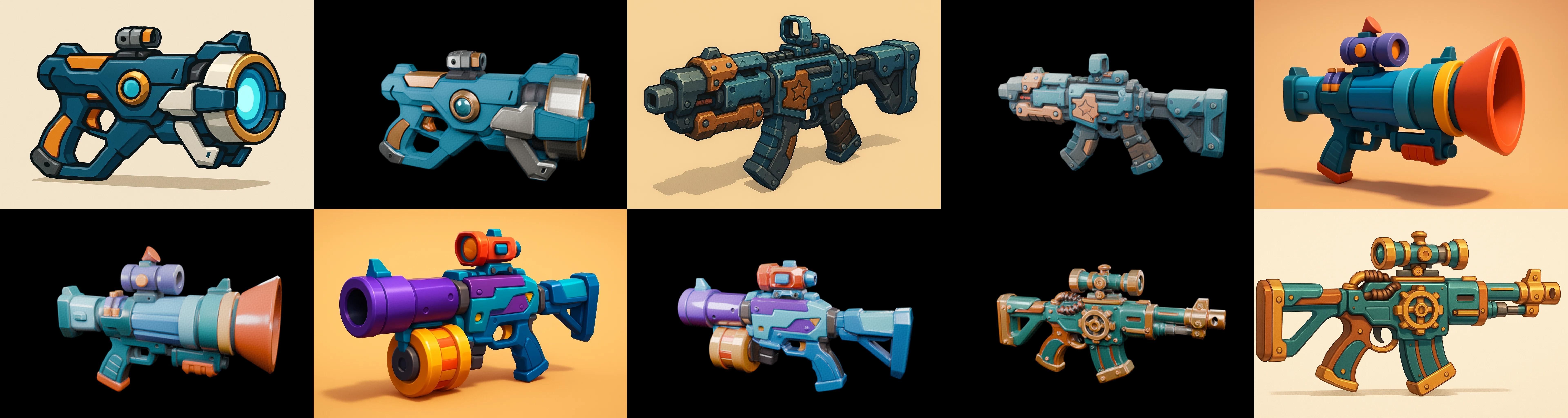 Weapon Rifle and Space Gun bundle 9 pack 100 glb Low-poly 3D model_14