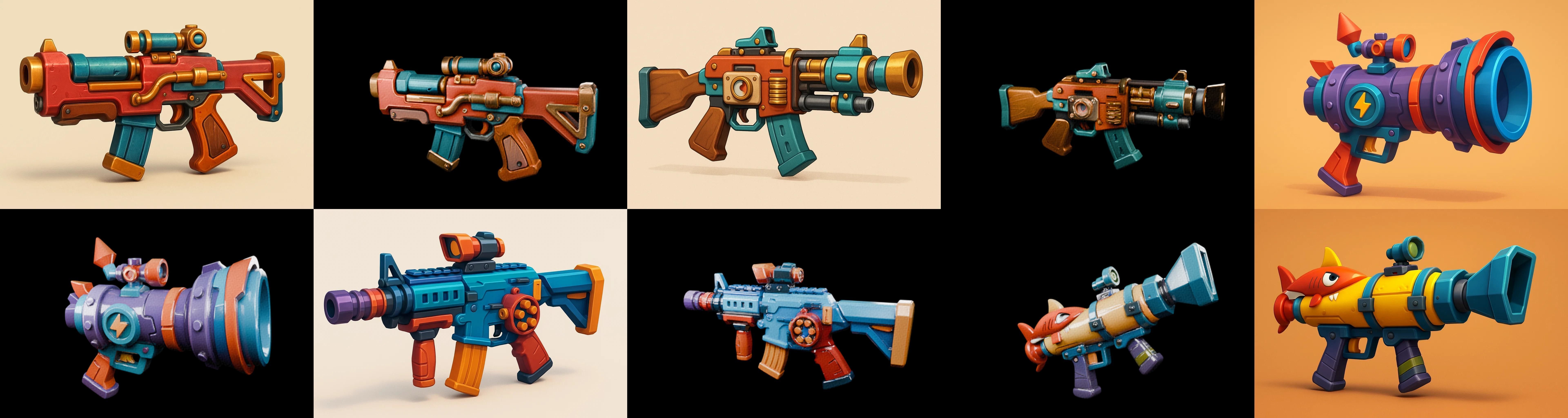 Weapon Rifle and Space Gun bundle 9 pack 100 glb Low-poly 3D model_10