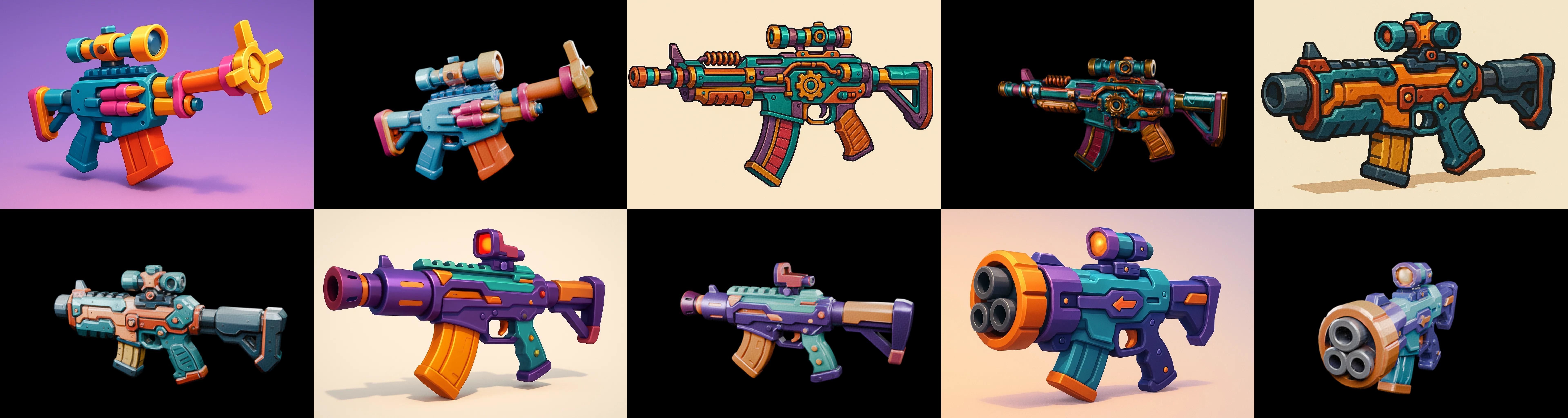 Weapon Rifle and Space Gun bundle 9 pack 100 glb Low-poly 3D model_13