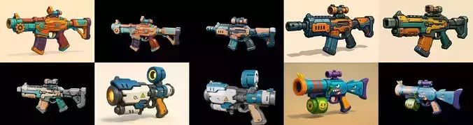 Weapon Rifle and Space Gun bundle 9 pack 100 glb
