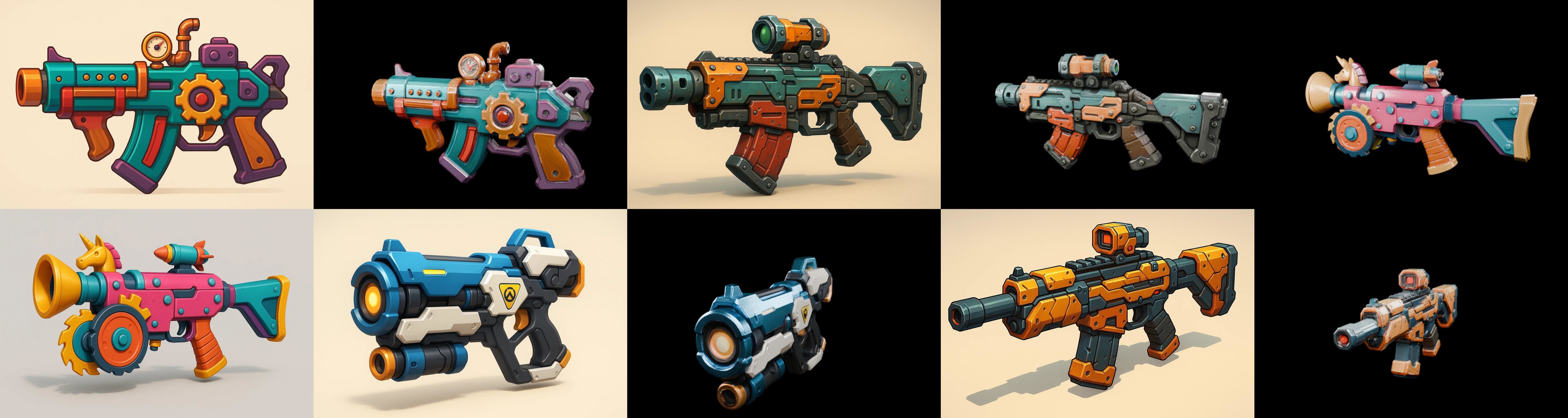 Weapon Rifle and Space Gun bundle 9 pack 100 glb Low-poly 3D model_5