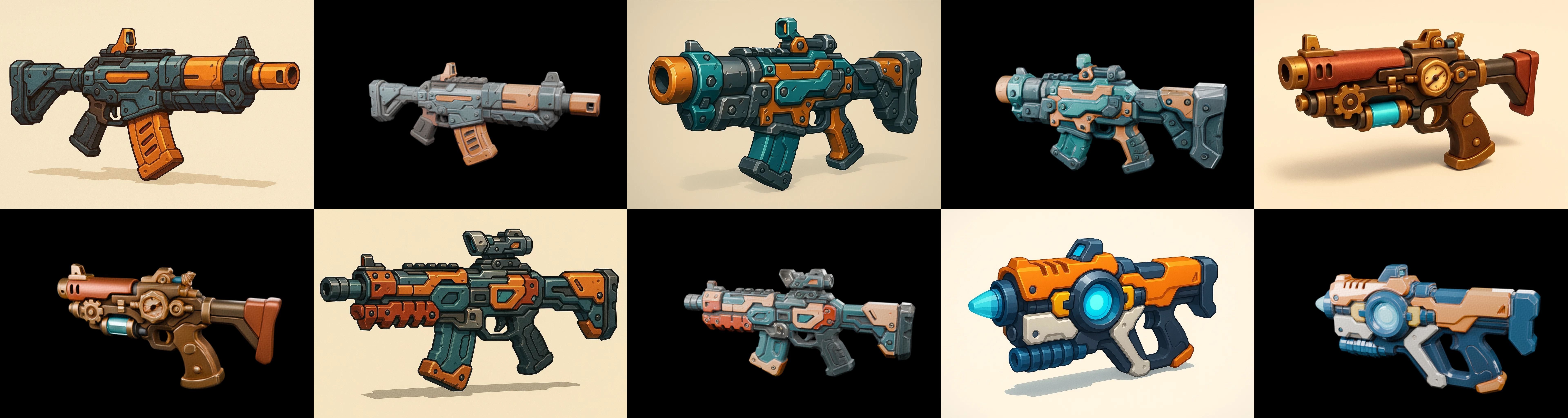 Weapon Rifle and Space Gun bundle 9 pack 100 glb Low-poly 3D model_12