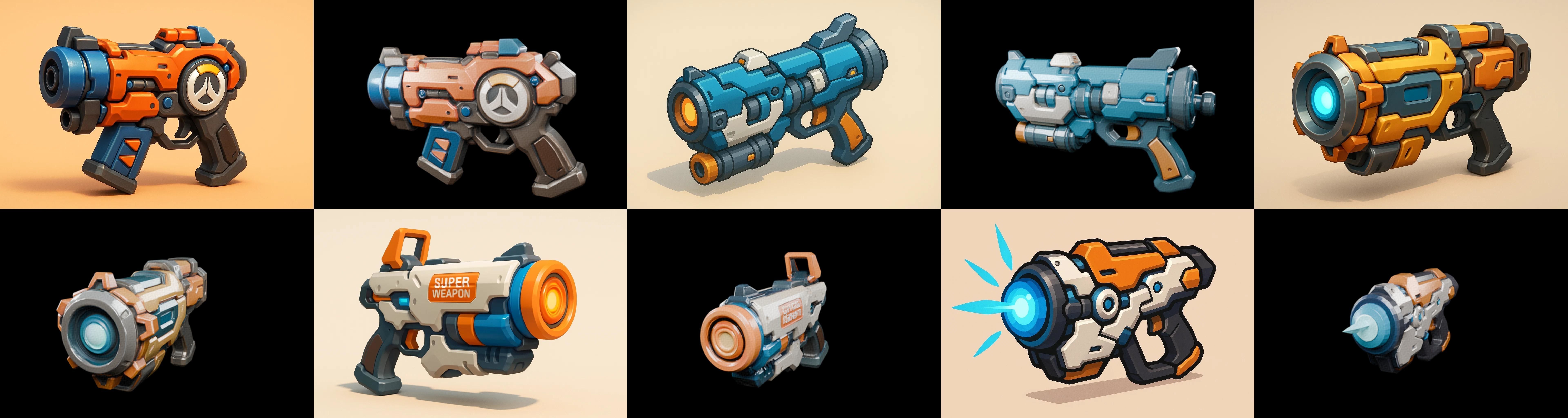 Weapon Rifle and Space Gun bundle 9 pack 100 glb Low-poly 3D model_8