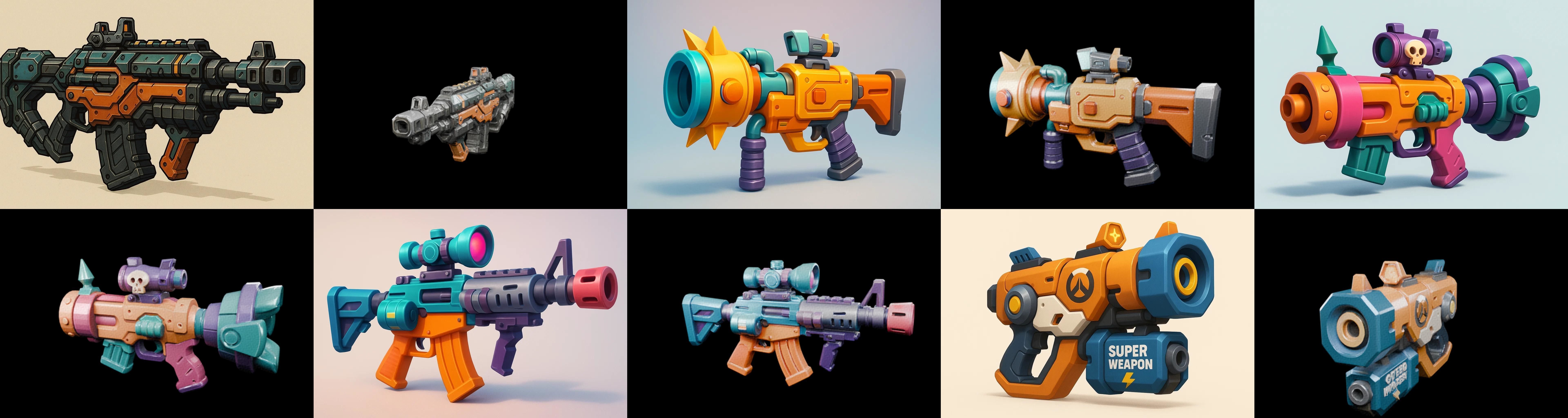 Weapon Rifle and Space Gun bundle 9 pack 100 glb Low-poly 3D model_1