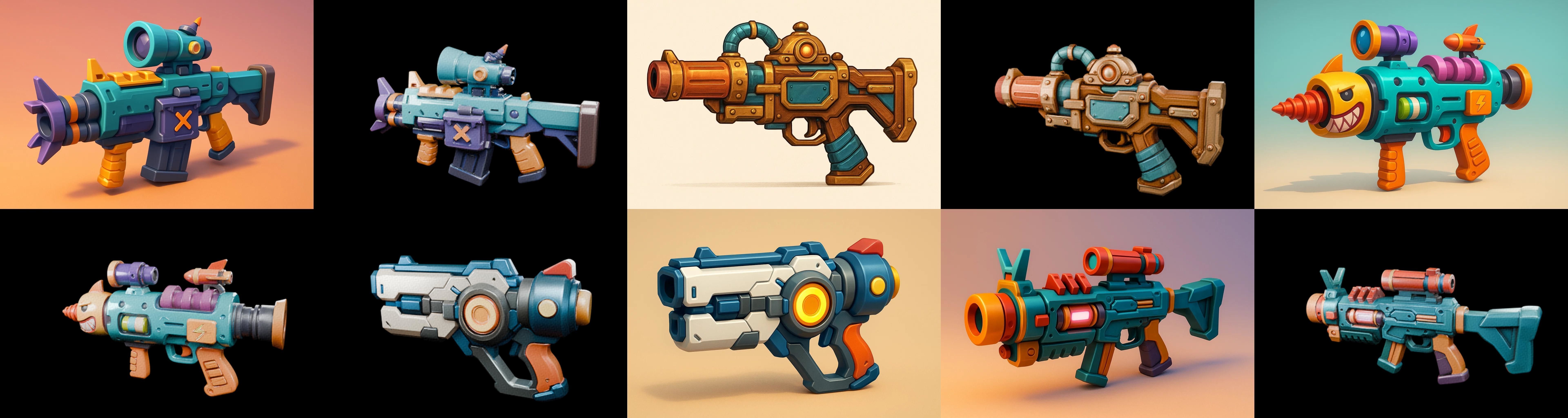 Weapon Rifle and Space Gun bundle 9 pack 100 glb Low-poly 3D model_6