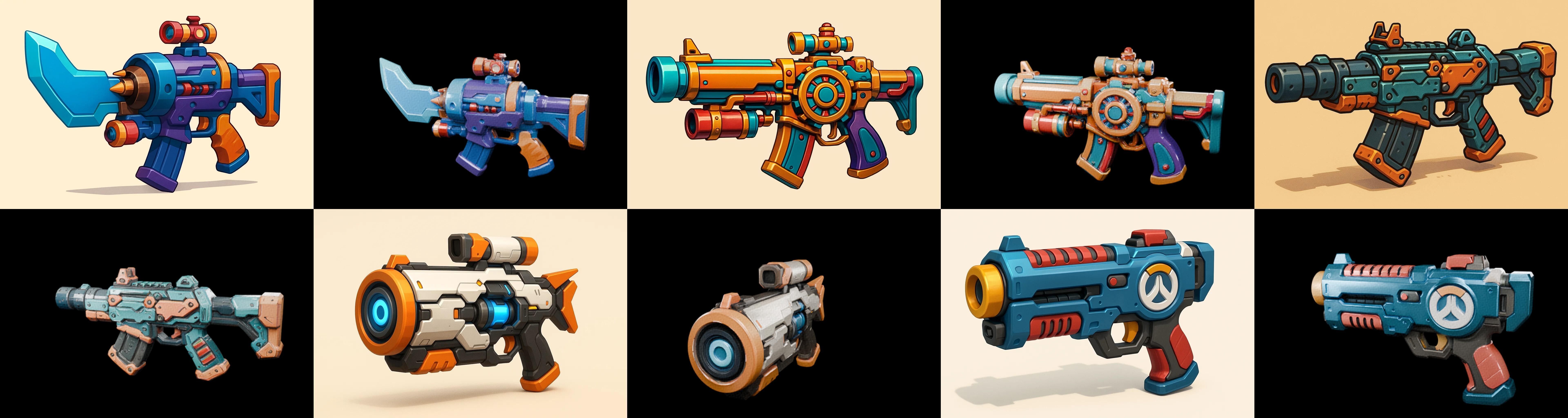 Weapon Rifle and Space Gun bundle 9 pack 100 glb Low-poly 3D model_16