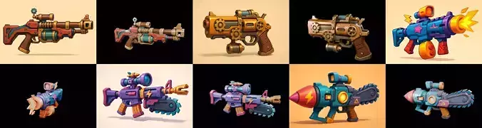 Weapon Rifle and Space Gun bundle 8 pack 100 glb