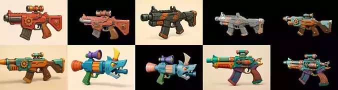 Weapon Rifle and Space Gun bundle 7 pack 100 glb