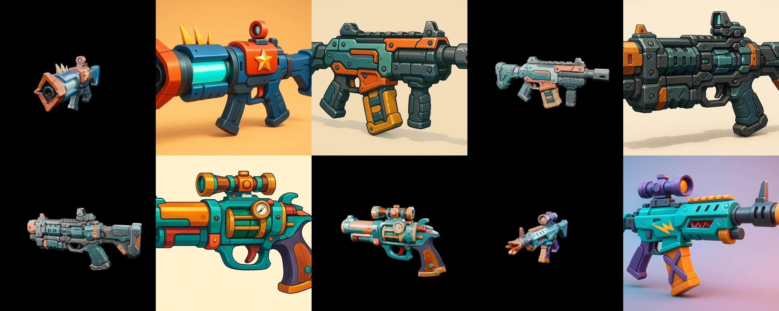 Weapon Rifle and Space Gun bundle 6 pack 100 glb Low-poly 3D model_2