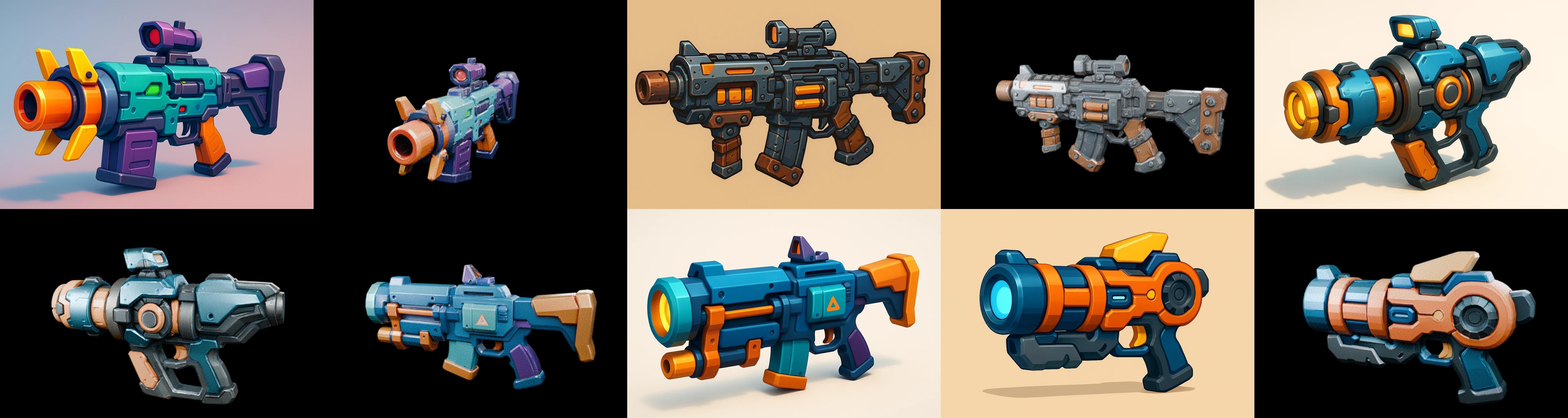 Weapon Rifle and Space Gun bundle 6 pack 100 glb Low-poly 3D model_4