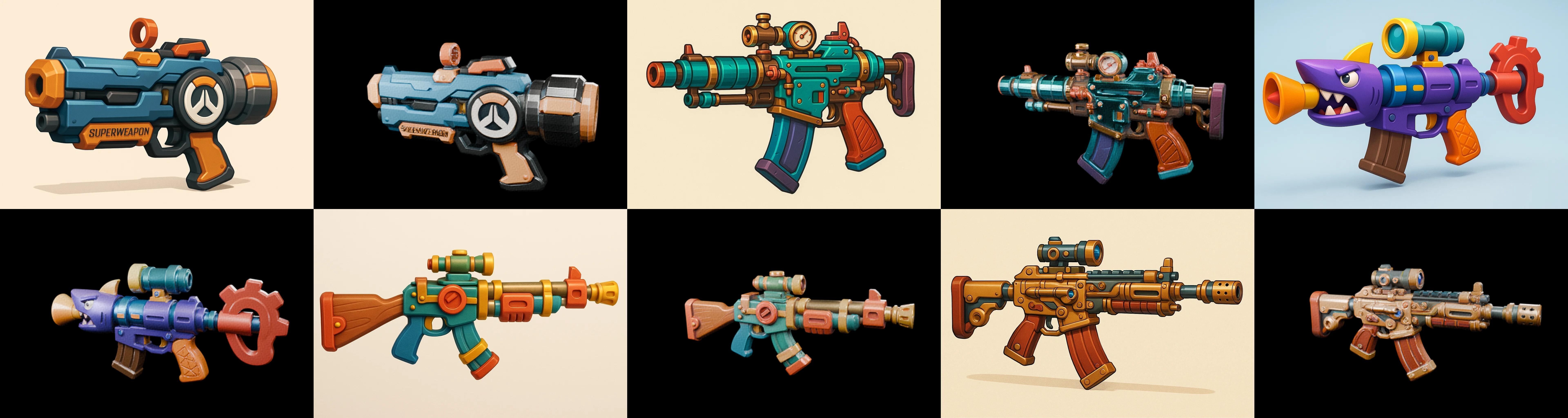Weapon Rifle and Space Gun bundle 6 pack 100 glb Low-poly 3D model_9