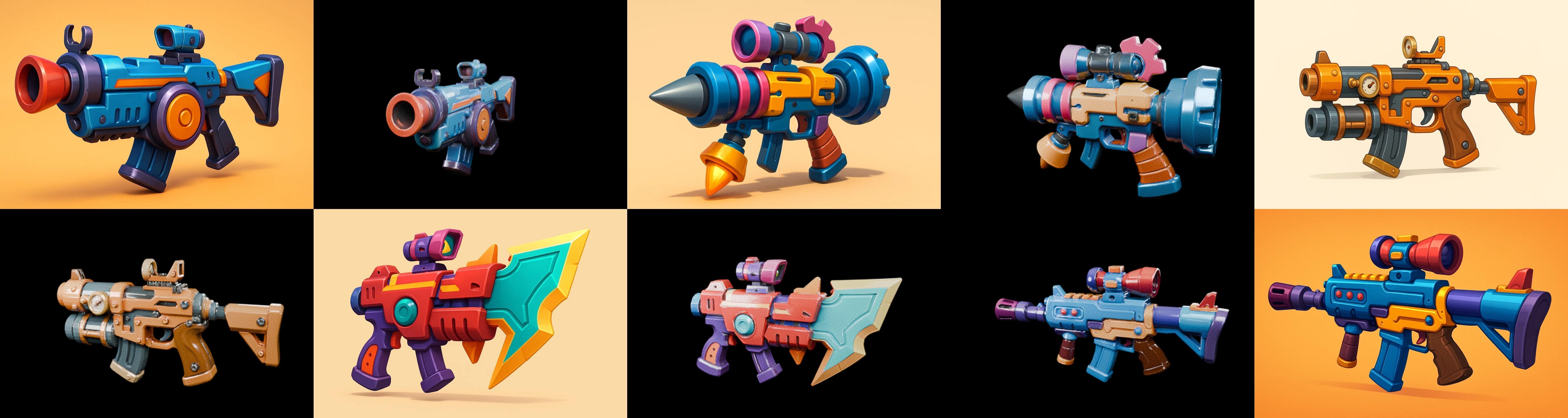 Weapon Rifle and Space Gun bundle 6 pack 100 glb Low-poly 3D model_7