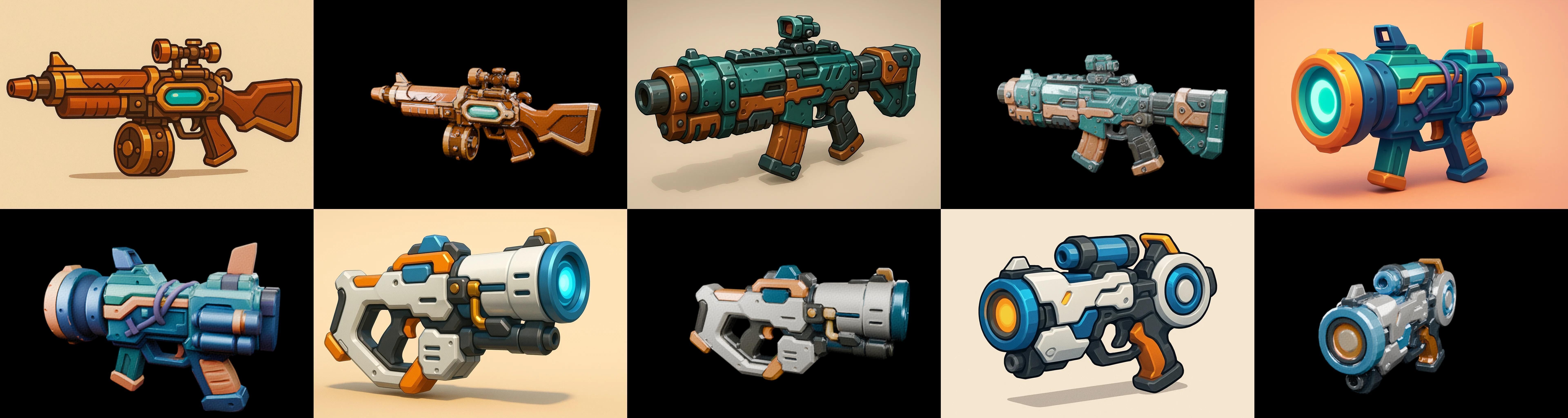 Weapon Rifle and Space Gun bundle 6 pack 100 glb Low-poly 3D model_17