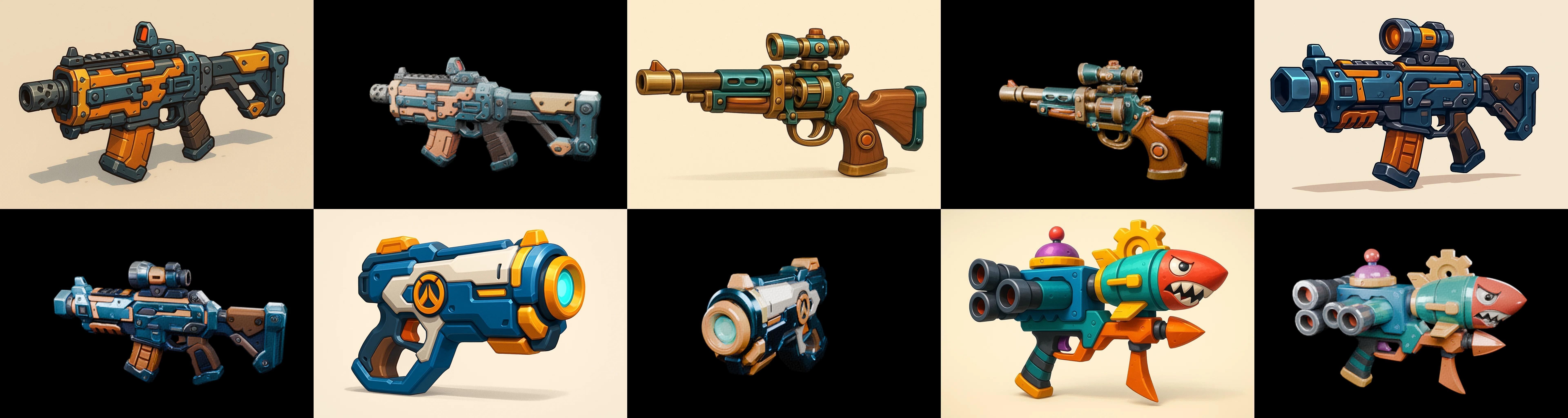 Weapon Rifle and Space Gun bundle 6 pack 100 glb Low-poly 3D model_15