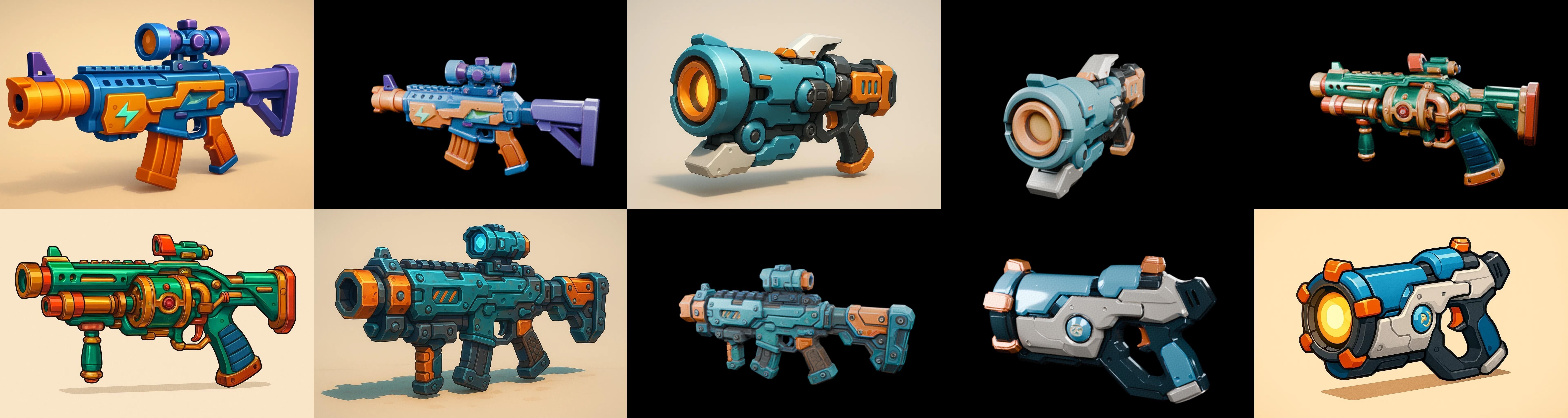 Weapon Rifle and Space Gun bundle 6 pack 100 glb Low-poly 3D model_19