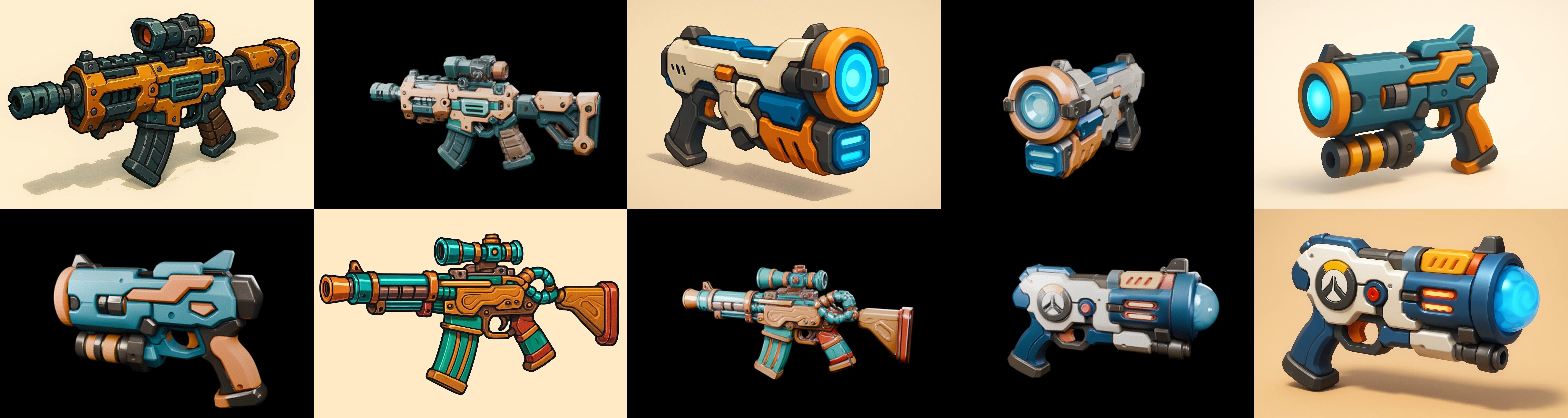 Weapon Rifle and Space Gun bundle 6 pack 100 glb Low-poly 3D model_12