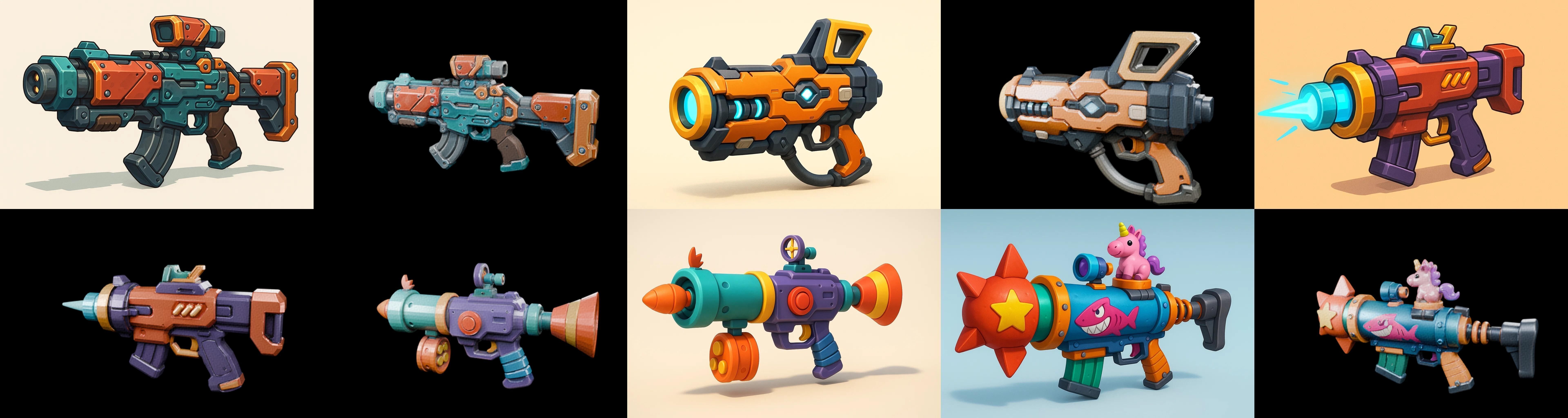 Weapon Rifle and Space Gun bundle 6 pack 100 glb Low-poly 3D model_13