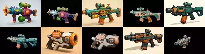 Weapon Rifle and Space Gun bundle 6 pack 100 glb