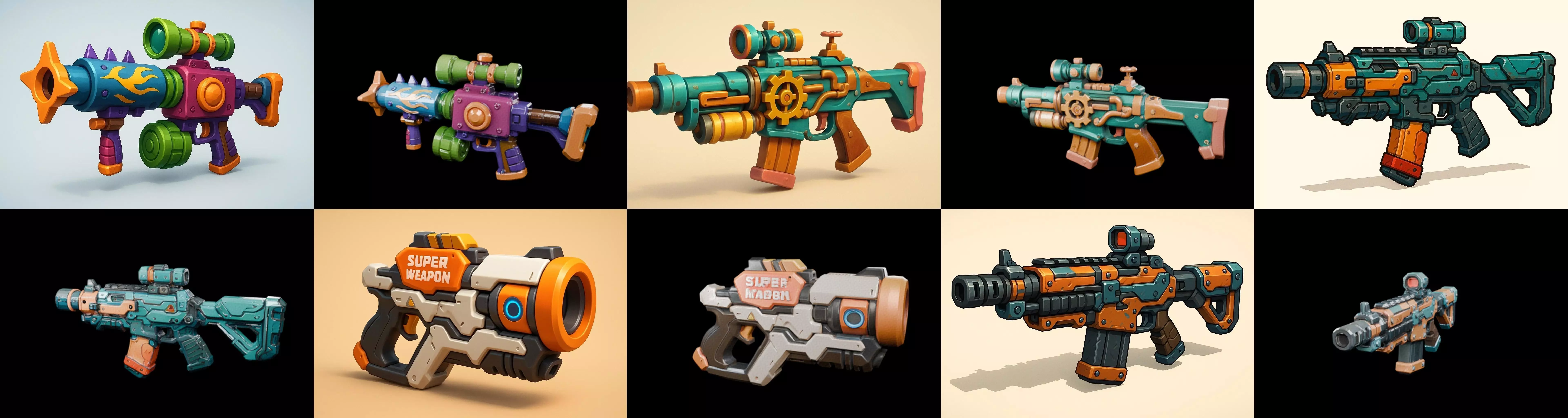 Weapon Rifle and Space Gun bundle 6 pack 100 glb Low-poly 3D model_0