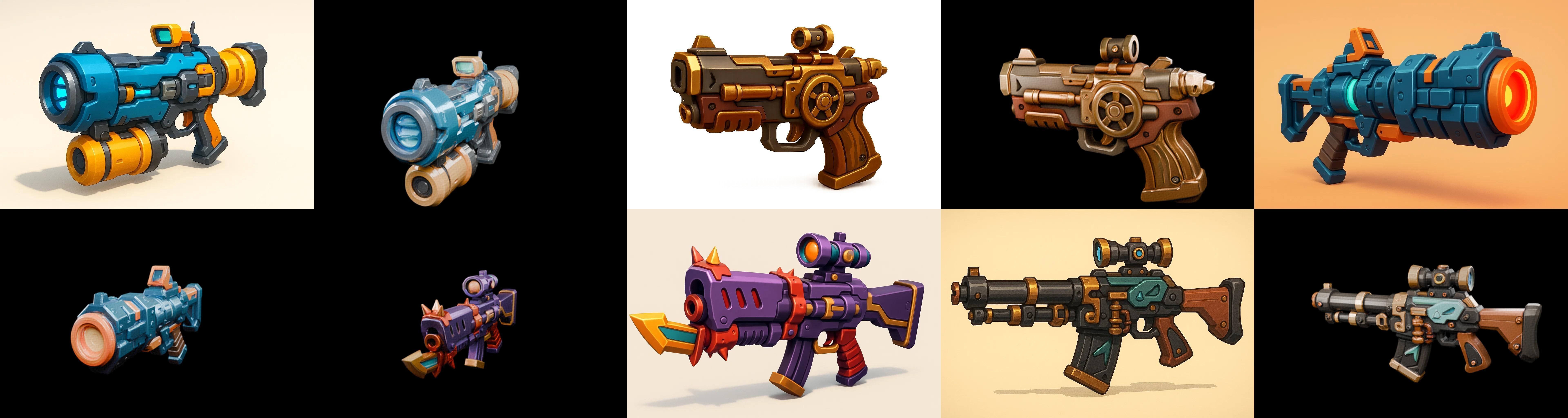 Weapon Rifle and Space Gun bundle 6 pack 100 glb Low-poly 3D model_6