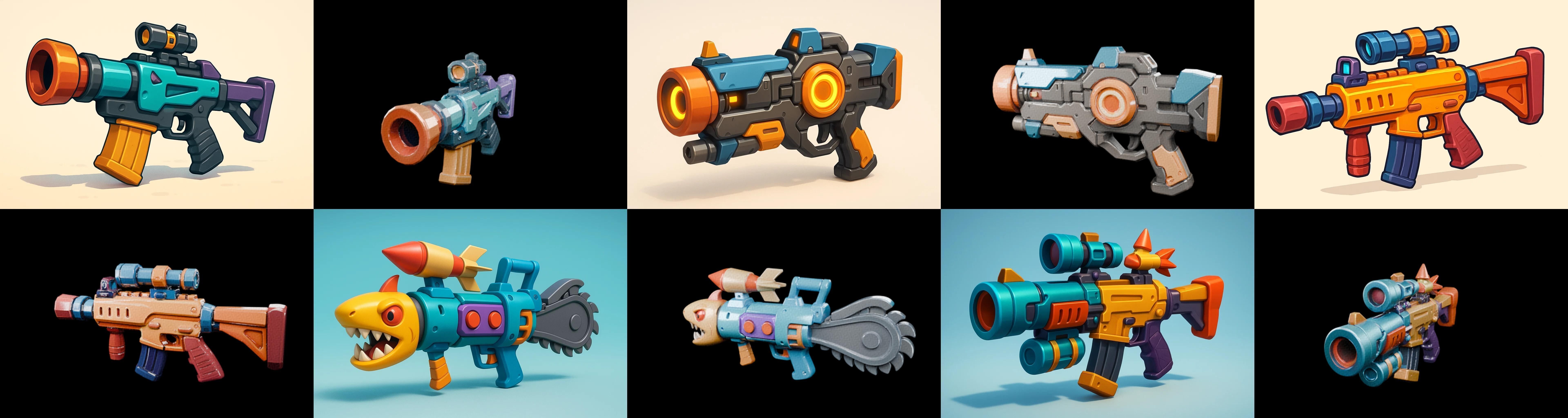 Weapon Rifle and Space Gun bundle 6 pack 100 glb Low-poly 3D model_1