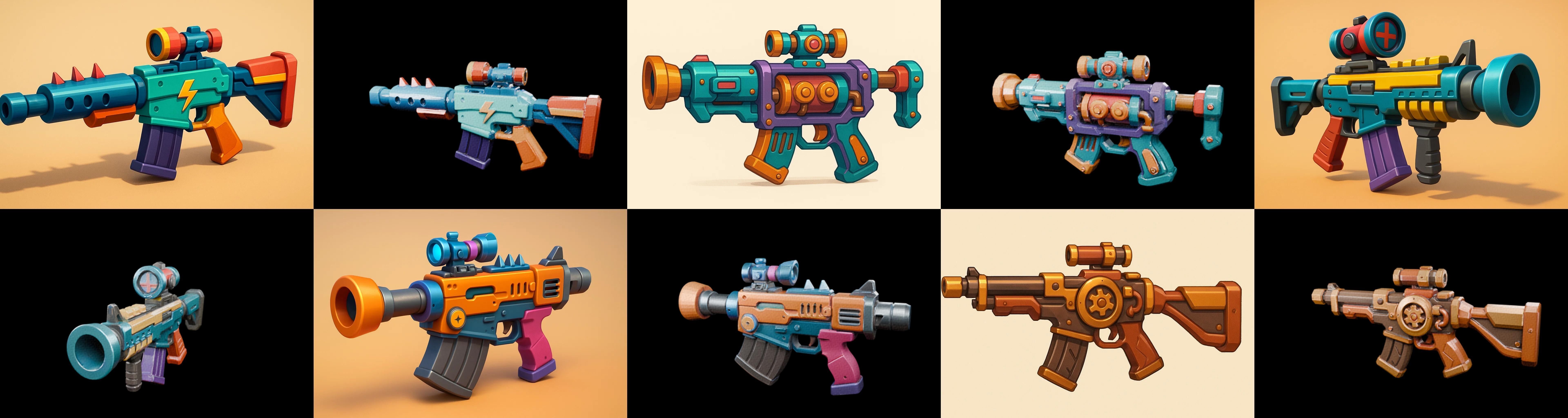 Weapon Rifle and Space Gun bundle 6 pack 100 glb Low-poly 3D model_14