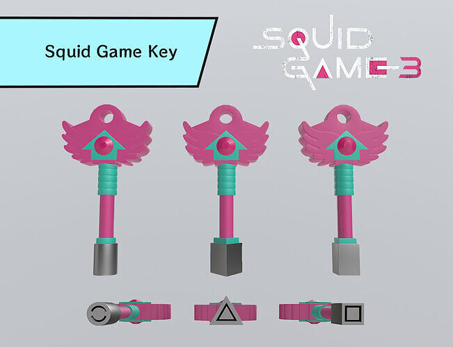  Squid Game-Inspired Keys Low-poly 3D model