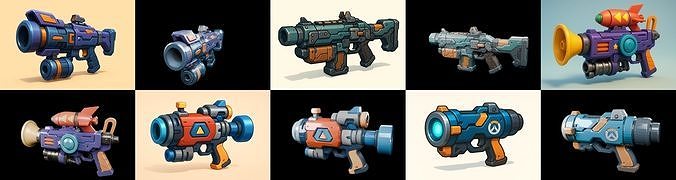 Weapon Rifle and Space Gun bundle 46 pack 100 glb Low-poly 3D model