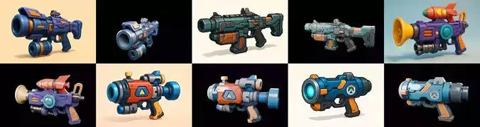 Weapon Rifle and Space Gun bundle 46 pack 100 glb