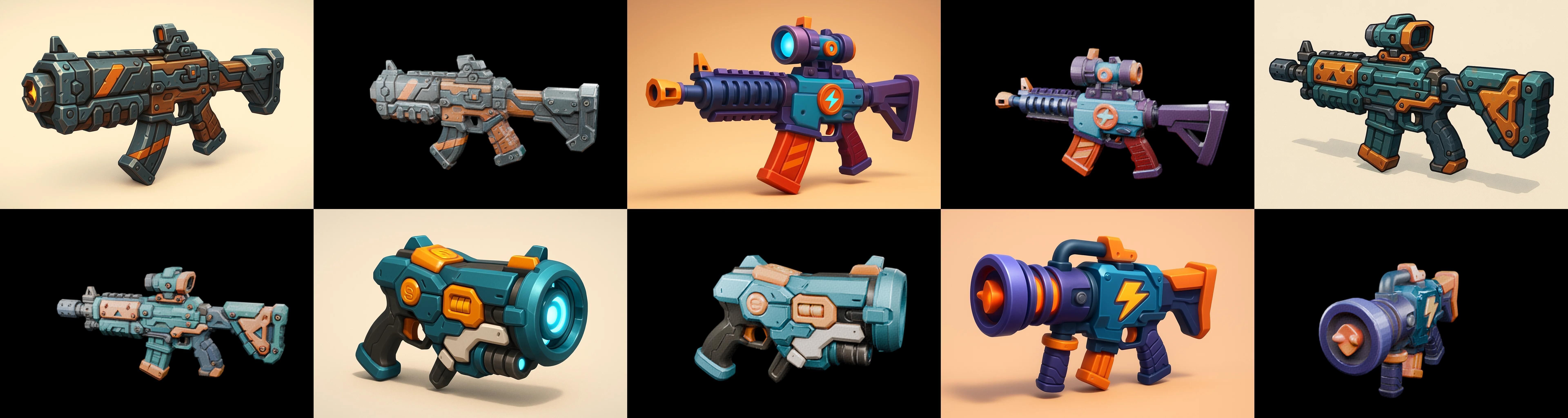 Weapon Rifle and Space Gun bundle 46 pack 100 glb Low-poly 3D model_6