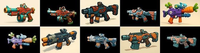 Weapon Rifle and Space Gun bundle 45 pack 100 glb Low-poly 3D model