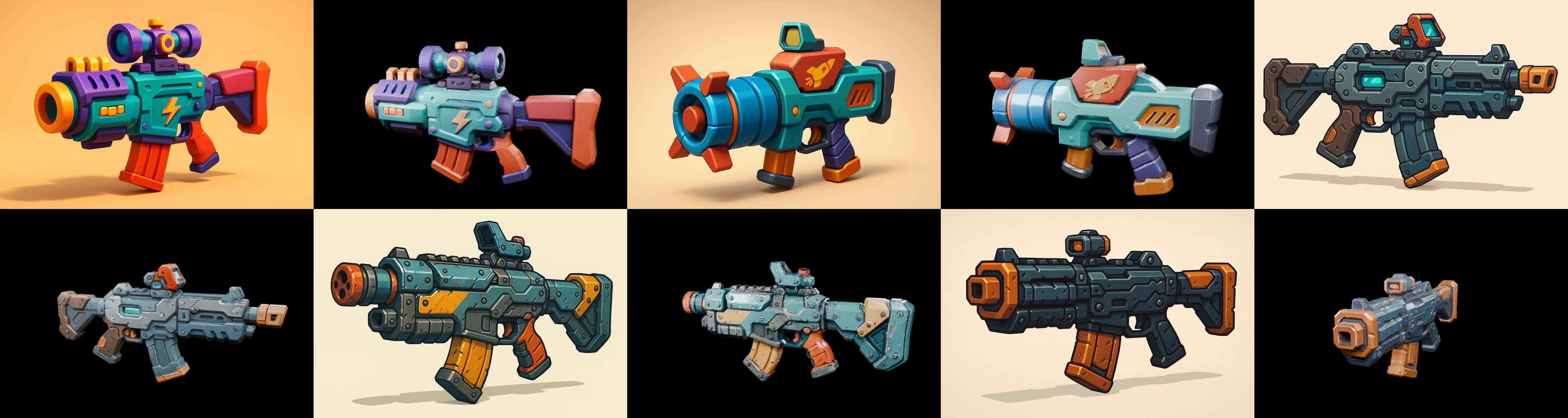 Weapon Rifle and Space Gun bundle 45 pack 100 glb Low-poly 3D model_17